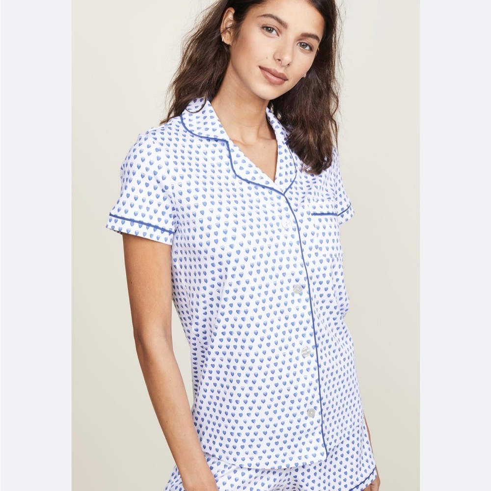 roller rabbit blue hearts polo sleep shirt large